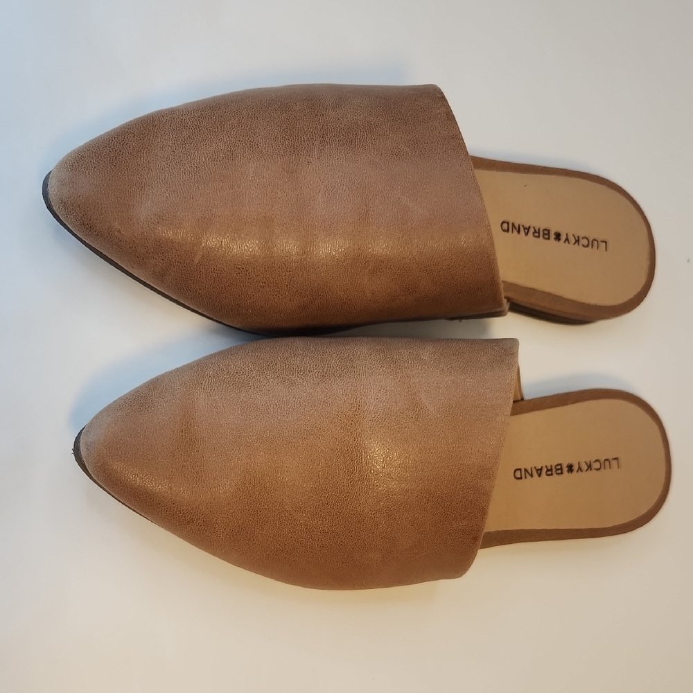 Lucky Brand  Bairey Brown Tan Mules with Smooth Leather and Pointed Toe